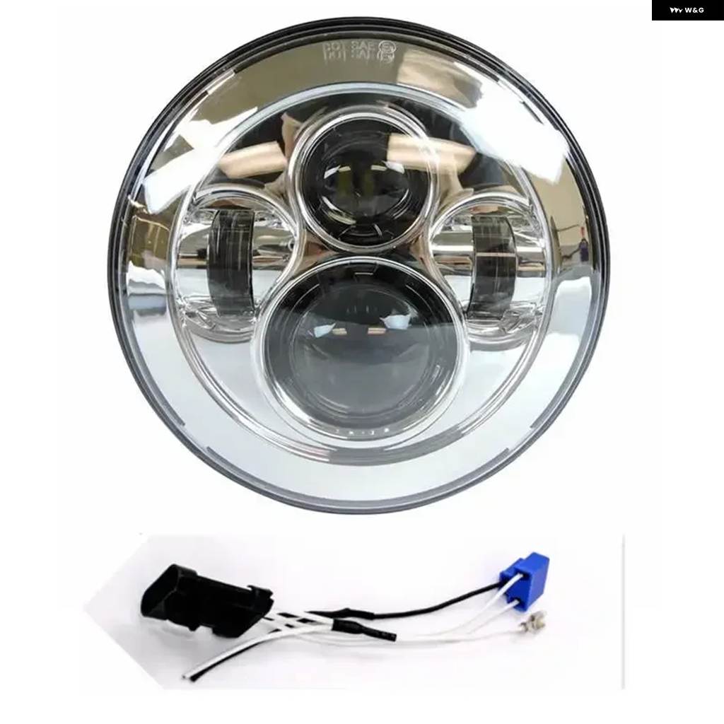 並行輸入品ラウンド7インチ バイク 黒プロジェクターモーター HID モーターストリートグライド LEDライト バルブ ヘッドライト ストリートグライド ソフの画像