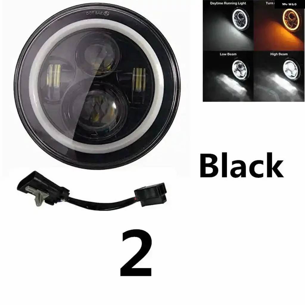 並行輸入品ラウンド7インチ バイク 黒プロジェクターモーター HID モーターストリートグライド LEDライト バルブ ヘッドライト ストリートグライド ソフの画像