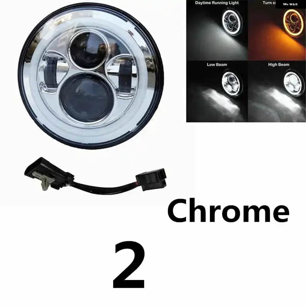 並行輸入品ラウンド7インチ バイク 黒プロジェクターモーター HID モーターストリートグライド LEDライト バルブ ヘッドライト ストリートグライド ソフの画像