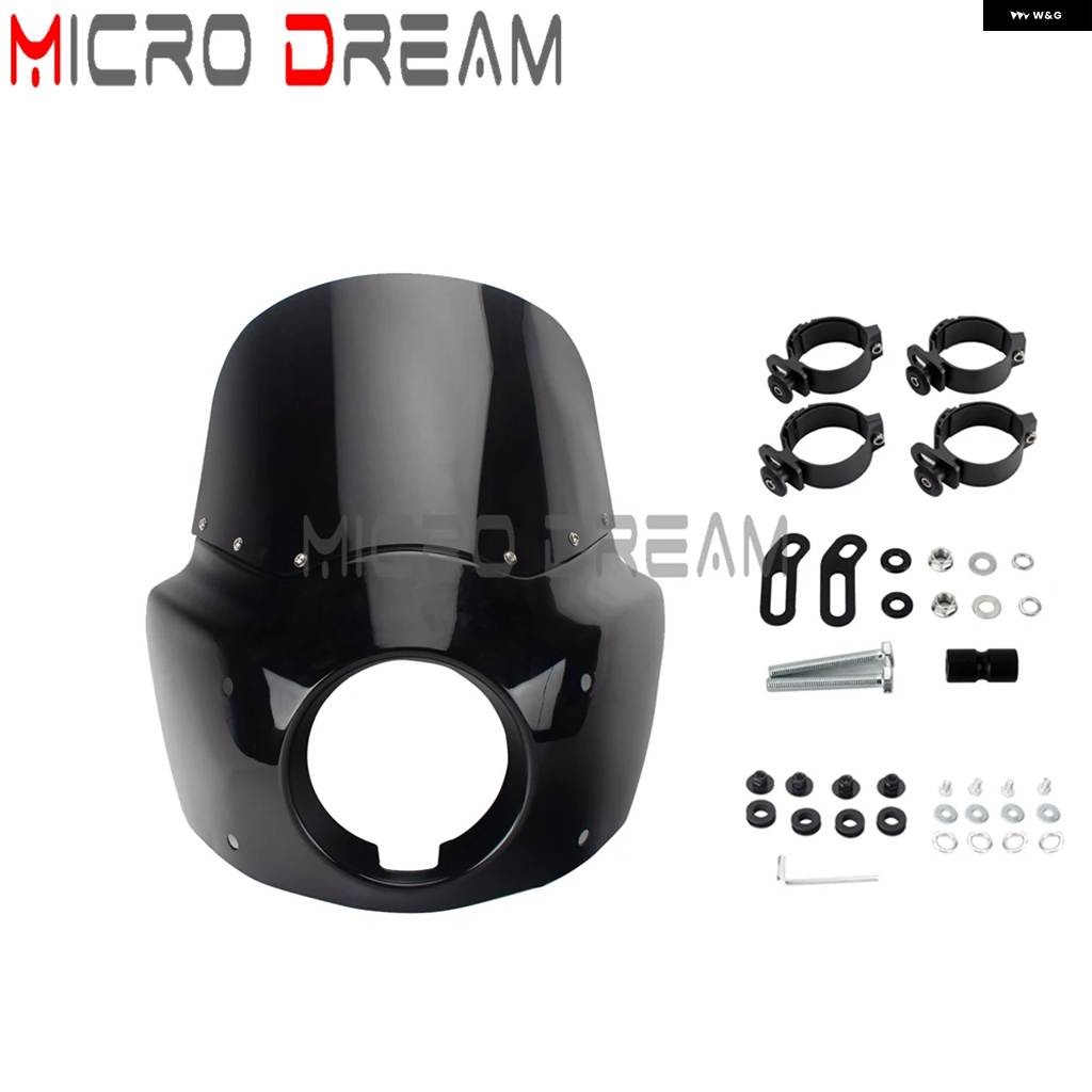 並行輸入品 クラブ スタイル ヘッドライト フェアリング 11インチ 15インチ ウインドシールド ヘッドライト マウント ブラケット_2