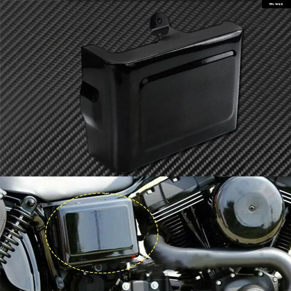 並行輸入品オートバイ バイク 左右サイドバッテリーカバー グロスブラック ハーレー ダイナ FXDF FLD スーパーグライド ワイドグライド 2012-2017の画像