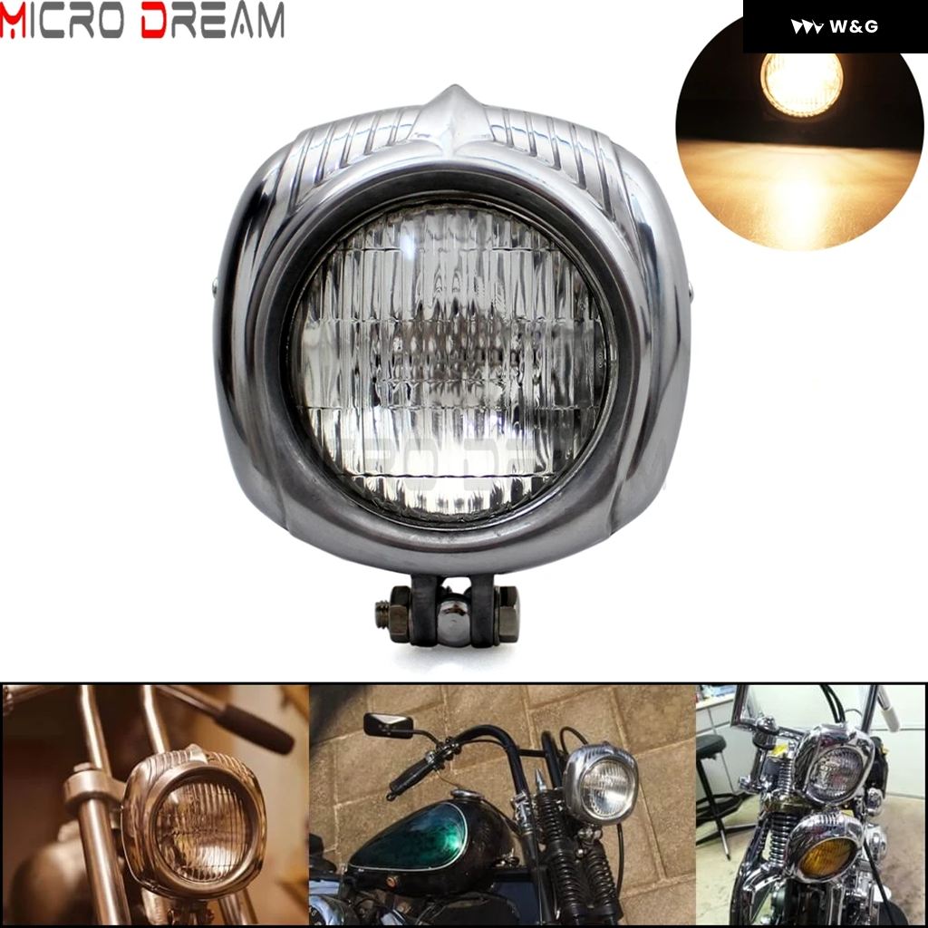 ブランド登録なし - 並行輸入品自動二輪車 自動二輪車 12V エレクトロライン ヴィンテージ レトロ 真四角 前照灯 シールドビーム 上端照明ランプ ホンダ ハーレー チョッ