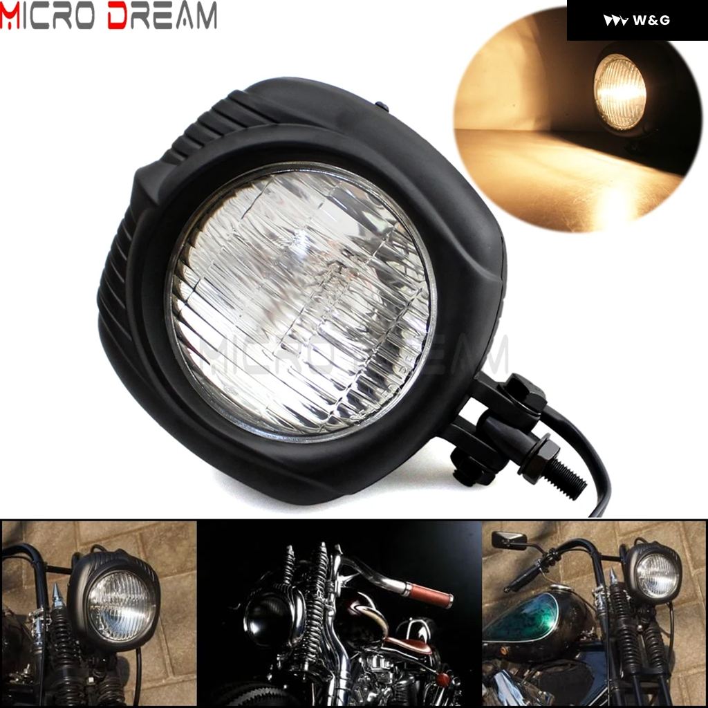 ブランド登録なし - 並行輸入品自動二輪車 自動二輪車 12V エレクトロライン ヴィンテージ レトロ 真四角 前照灯 シールドビーム 上端照明ランプ ホンダ ハーレー チョッ