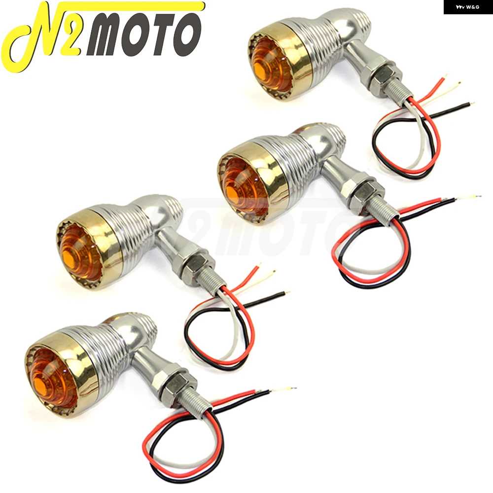 並行輸入品フロントリア LED ウィンカーライト オートバイ バイク オールド スクール 真鍮ブリンカー アンバー ランプ ハーレー スクランブラー チョッの画像