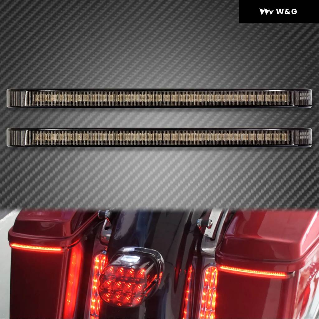 2X オートバイ バイク LEDブレーキウィンカーフローティングライトシーケンシャル サドルバッグ インジケーター アク セントラ ンプ ハーレー ツーリング ロの画像