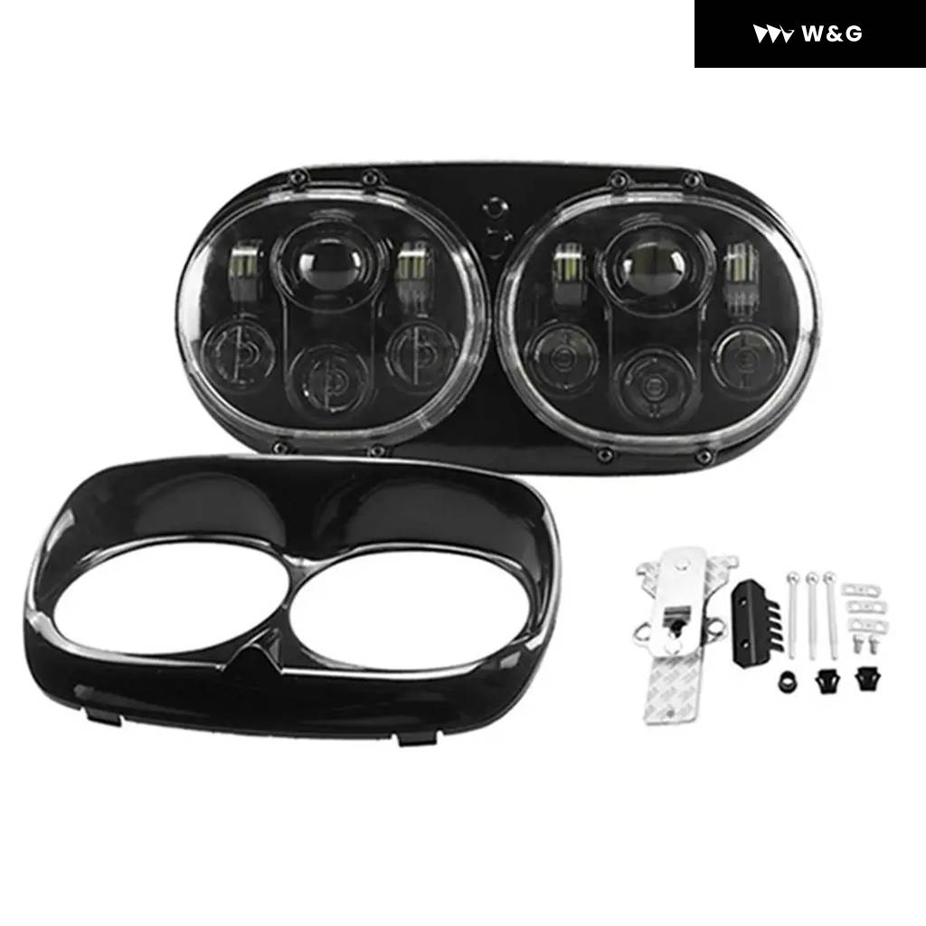 ロードグライド オートバイ バイク ヘッドライト 90W デュアル 5.75 LED ヘッドライト ロードグライド 2004-2013 DOT 承認済みの画像