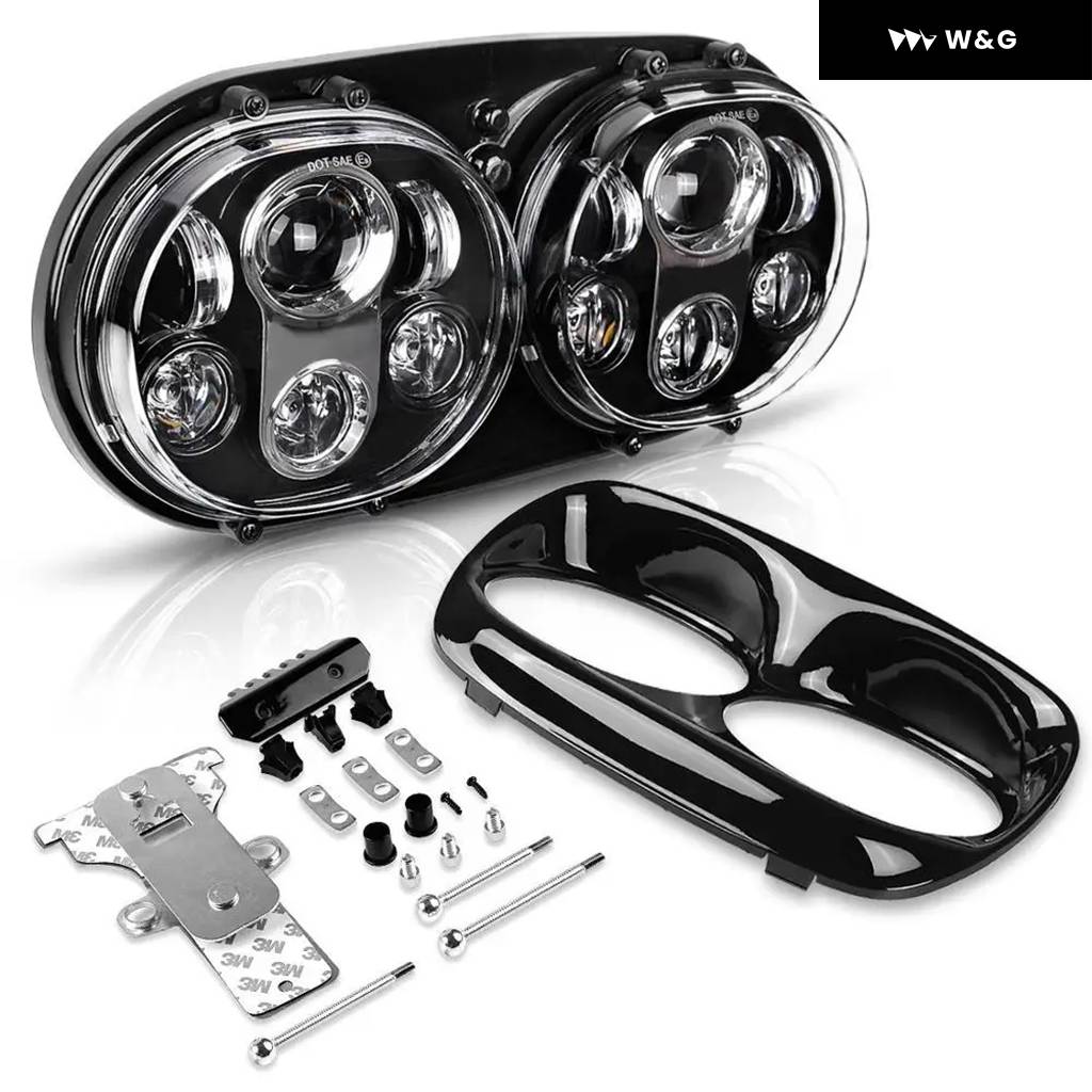 ロードグライド オートバイ バイク ヘッドライト 90W デュアル 5.75 LED ヘッドライト ロードグライド 2004-2013 DOT 承認済みの画像