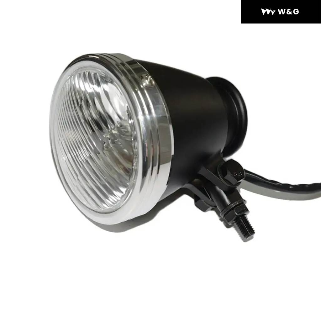 オートバイ バイク H4 60/55W レトロ ヘッドライト 4インチ ヘッドランプ ボトム マウント 汎用 ハーレー カフェ レカー ホンダ ヤマハ 汎用の画像