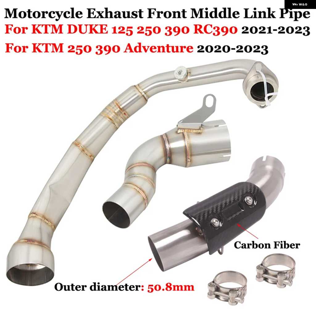 並行輸入品オートバイ バイク 排気 システム カスタム マフラーMOTO 51MMフロントミドルリンク パイプ KTM DUKE 125 250 390アドベンチャーRC390 2020 -の画像