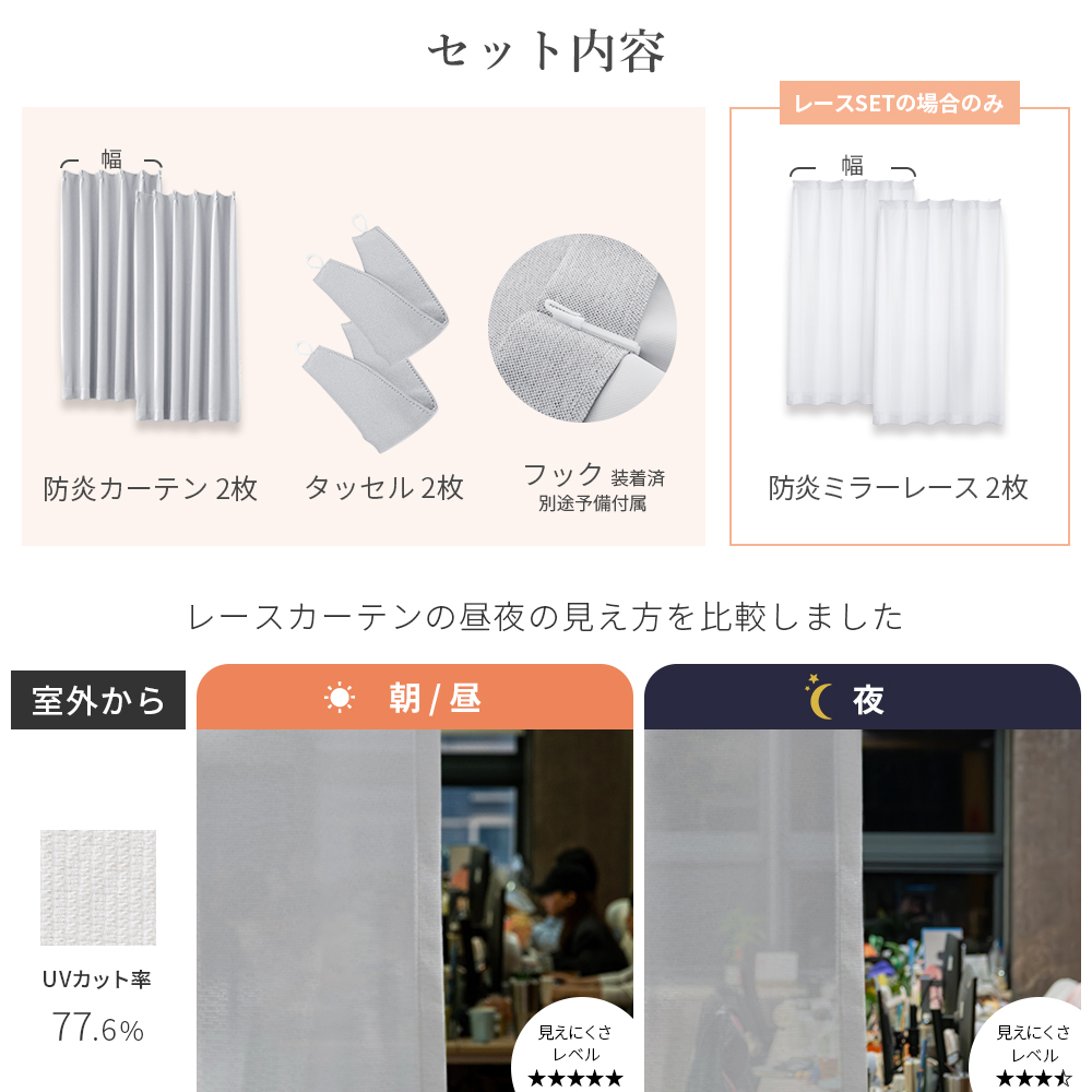 カーテン 防炎 4枚セット 遮光 1級 防炎カーテン 150cm 4枚組 1級遮光 2級遮光 防火 難燃 断熱 遮熱 保温 UVカット 麻調 ミラーレースカーテン 無地 AIFY | AIFY | 21