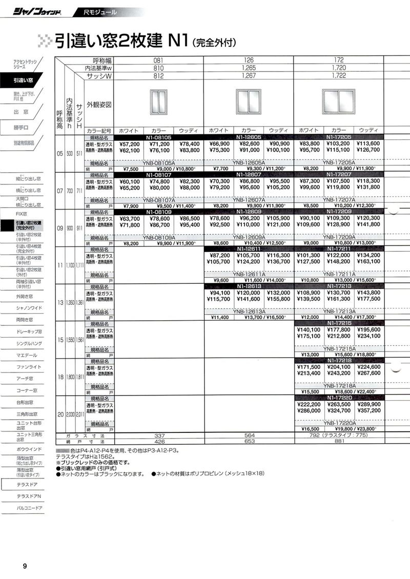 シャノンウインド 完成品標準総合価格表 Homematerial 通販 Yahoo ショッピング