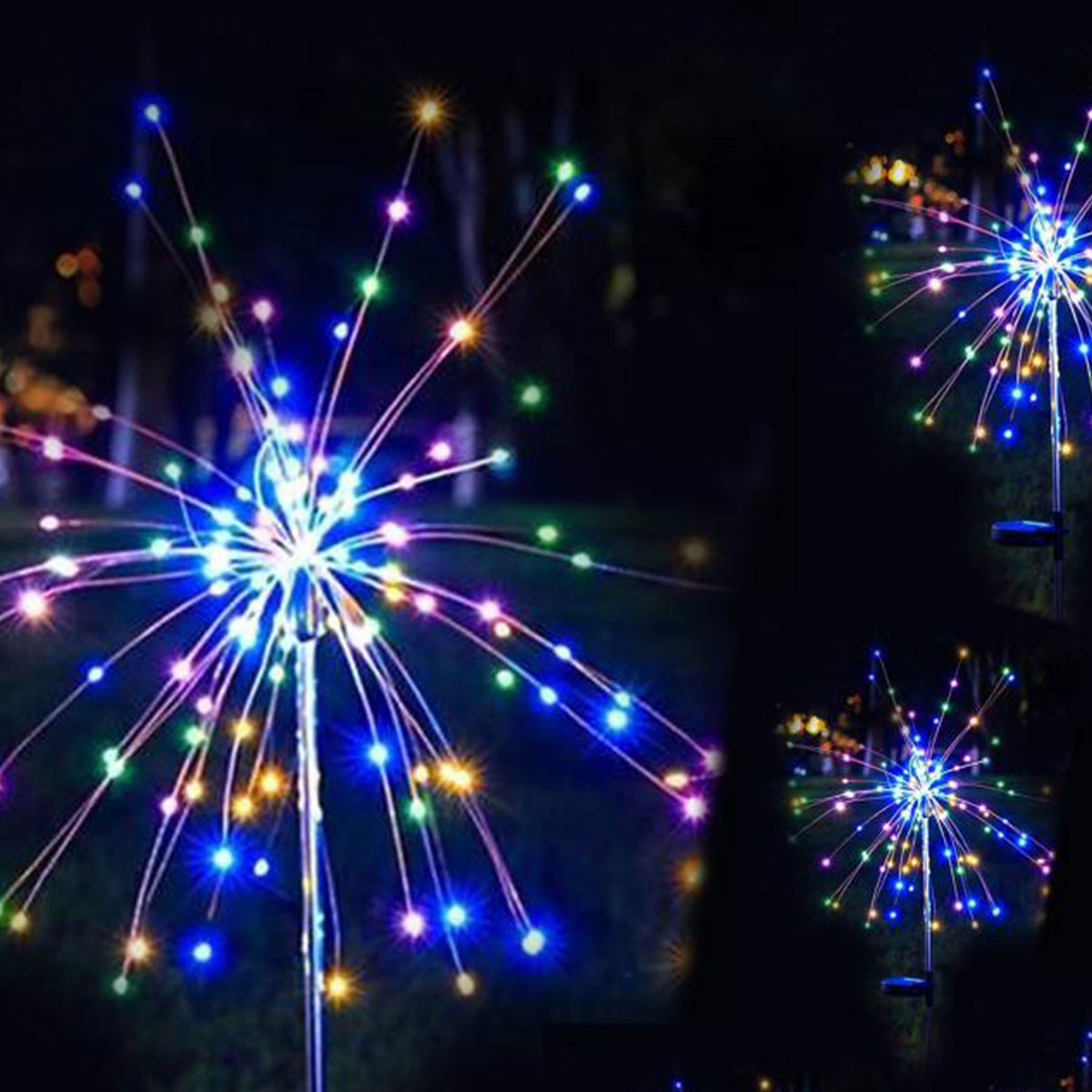 LEDガーデンライト 花火 200LED ソーラーライト 8点灯モード切替 2色