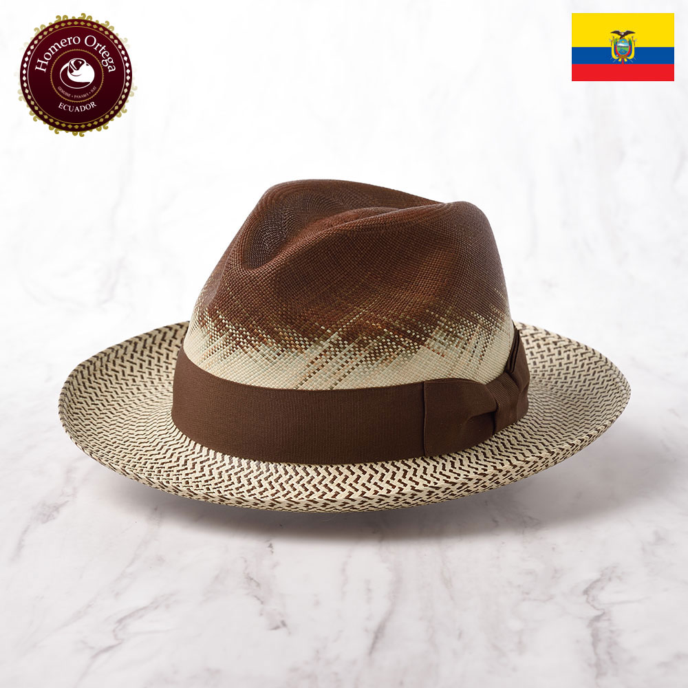 中折れハット パナマ帽子 メンズ 父の日 春夏 パナマハット 紳士帽 エクアドル製 HomeroOrtega MAREA（マレーア）ブラウン