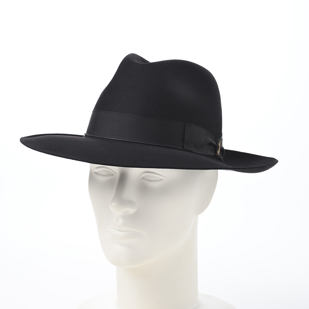 Borsalino 帽子 メンズハット ブラック 6627 Borsalino ボルサリーノ ハット イタリア製 ショートブリム
