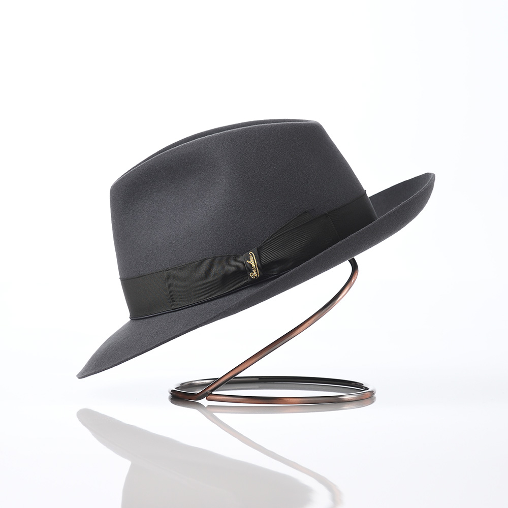 Borsalino 帽子 中折れハット フェルト帽 秋冬 メンズ 中折れ帽 フォーマル ブランド Q.S. Anello Rasato(Q.S.アネロラザート)114336 グレー 父の日ギフトの画像