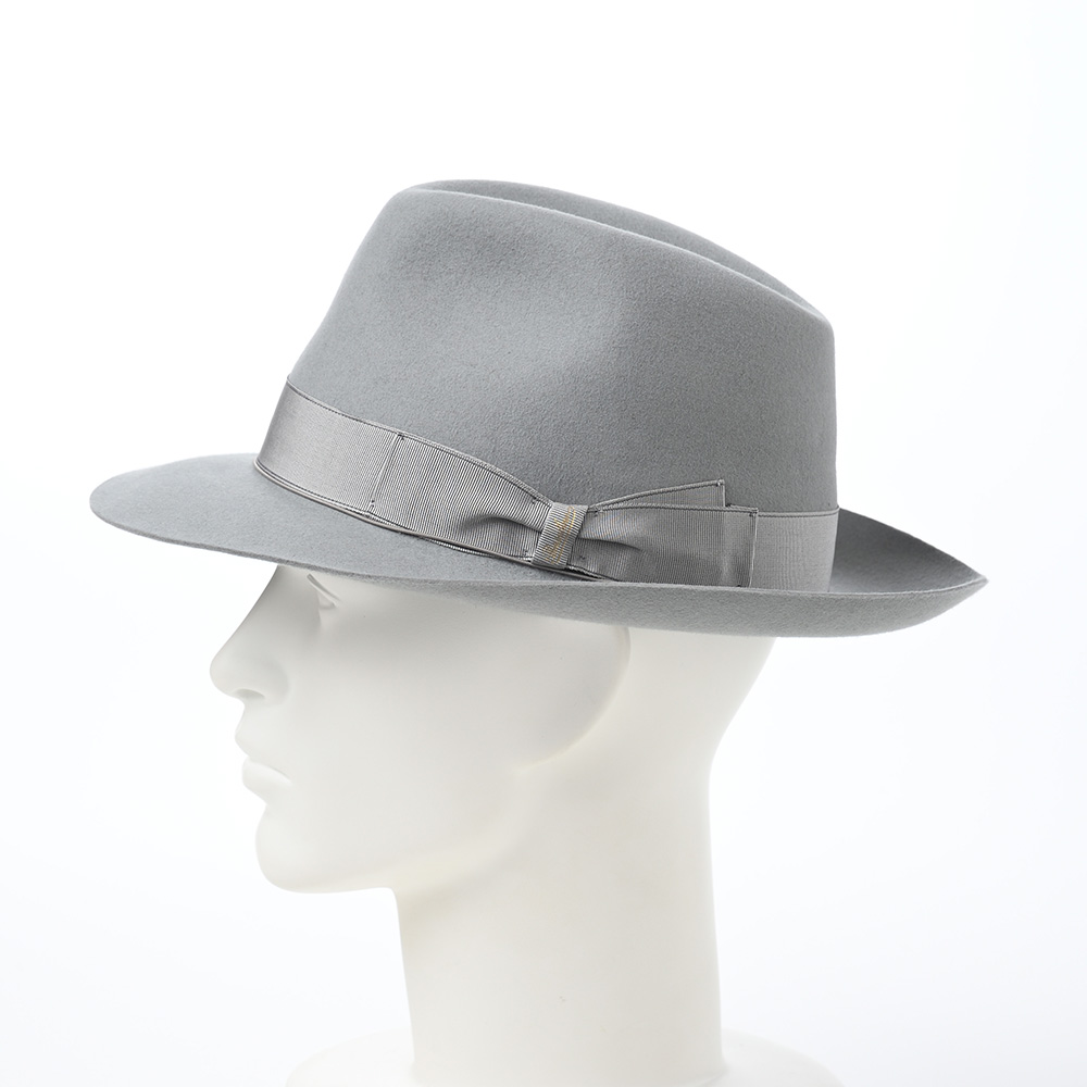 【美品♡】ボルサリーノ　ラビットファー100％フェルト　中折れハット　ブラック イタリア Borsalino(ボルサリーノ) ラビットファーフェルト中