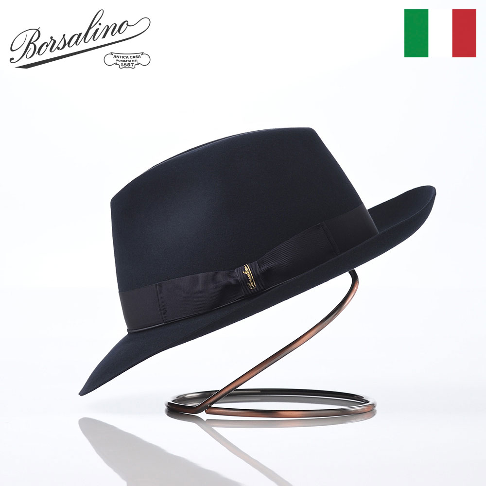 Borsalino 帽子 中折れハット ビーバーフェルト帽 秋 冬 メンズ