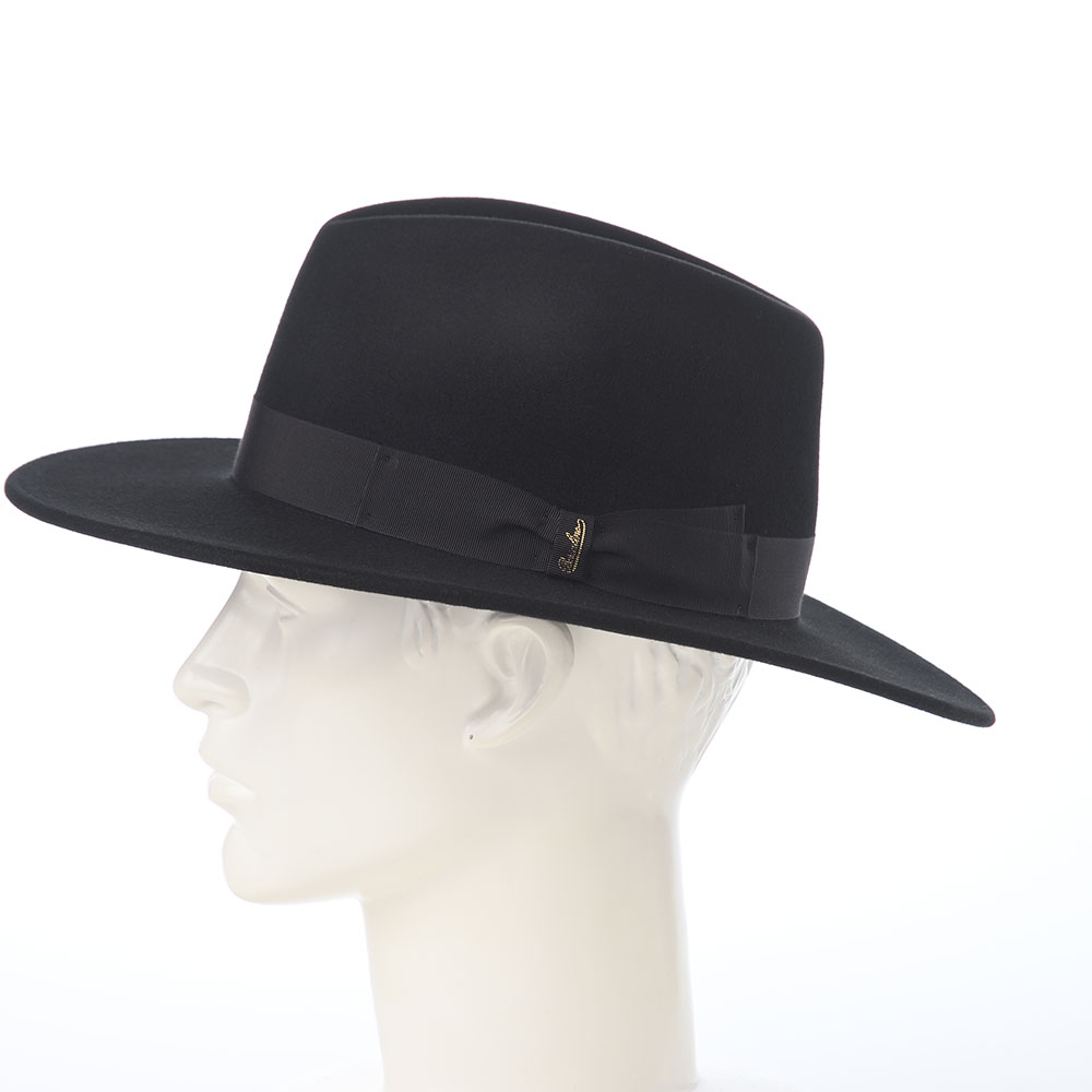 Borsalino ボルサリーノ 中折れハット ウール 黒 USA 7 1/2 Borsalino（ボルサリーノ） 中折れハット 帽子 メンズ レディース 秋冬