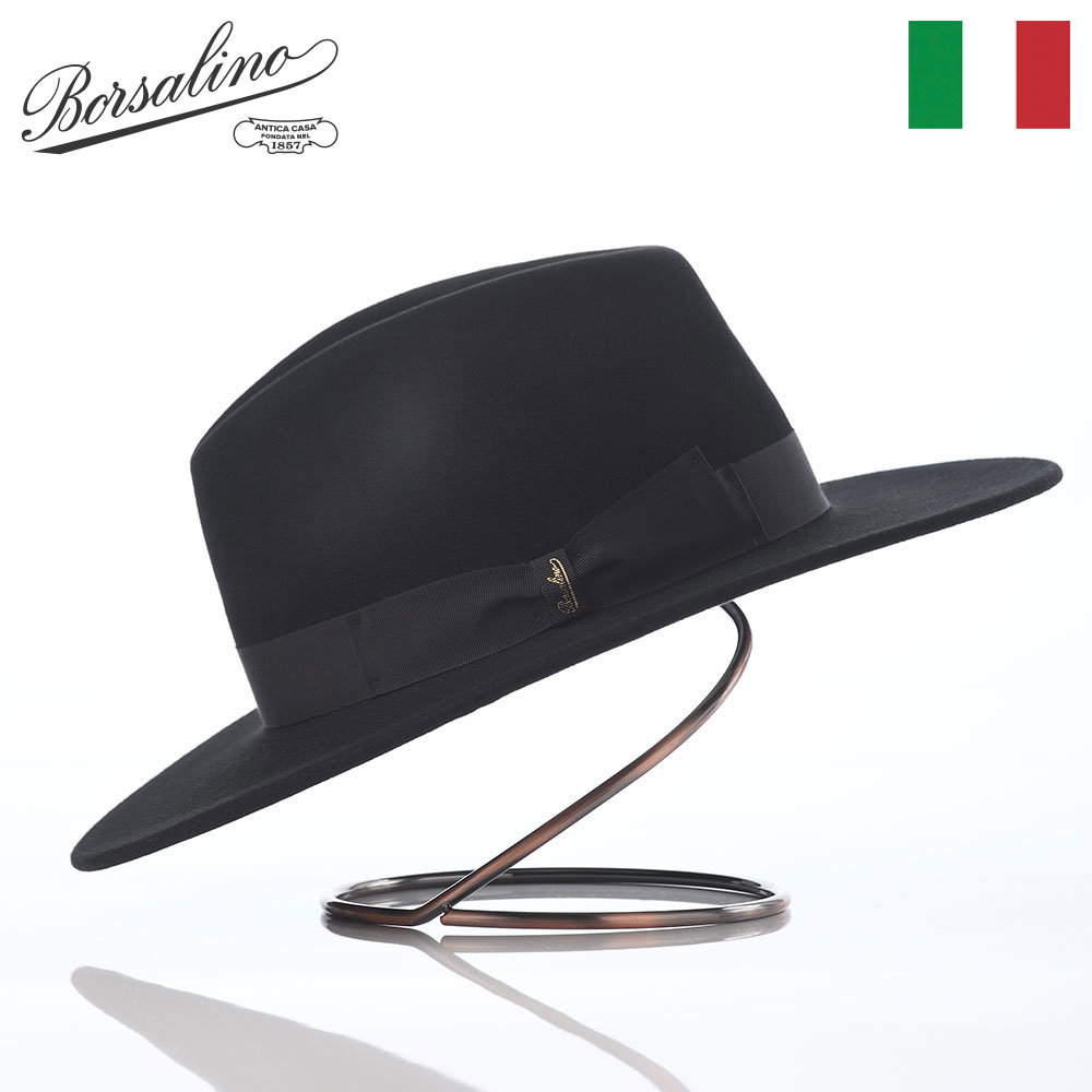 KAKOI 中折れハット　ブラック Borsalino（ボルサリーノ） 中折れハット 帽子 メンズ レディース 秋冬