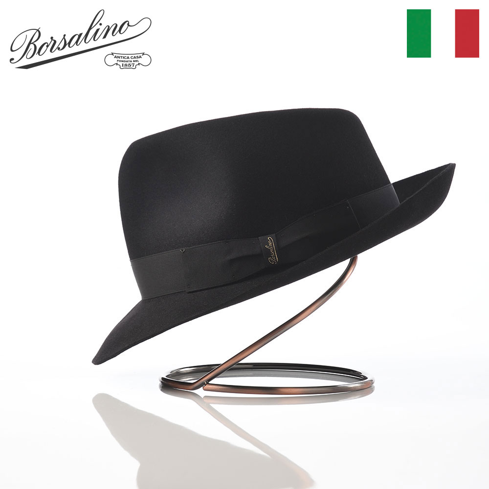 Borsalino（ボルサリーノ） 中折れハット ブラック Borsalino（ボルサリーノ） 中折れハット 帽子 メンズ レディース 秋冬