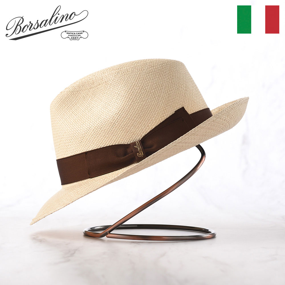 Borsalino ボルサリーノ パナマ帽 パナマハット 中折れハット 春 夏 メンズ 紳士帽 ブランド Panama Quito(パナマキート)  140228 ブラウンリボン