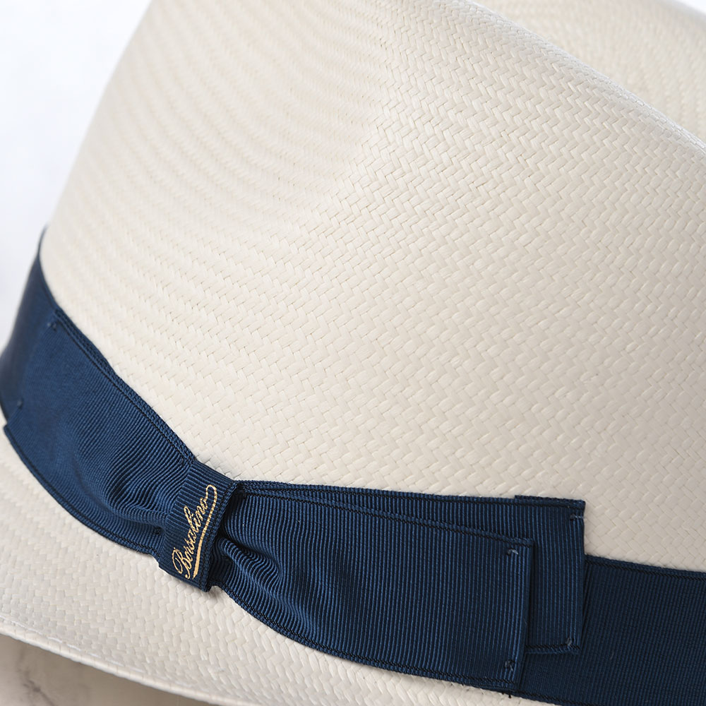 Borsalino ボルサリーノ パナマハット57 ネイビーリボン Borsalino（ボルサリーノ） パナマ帽 中折れハット 帽子 メンズ