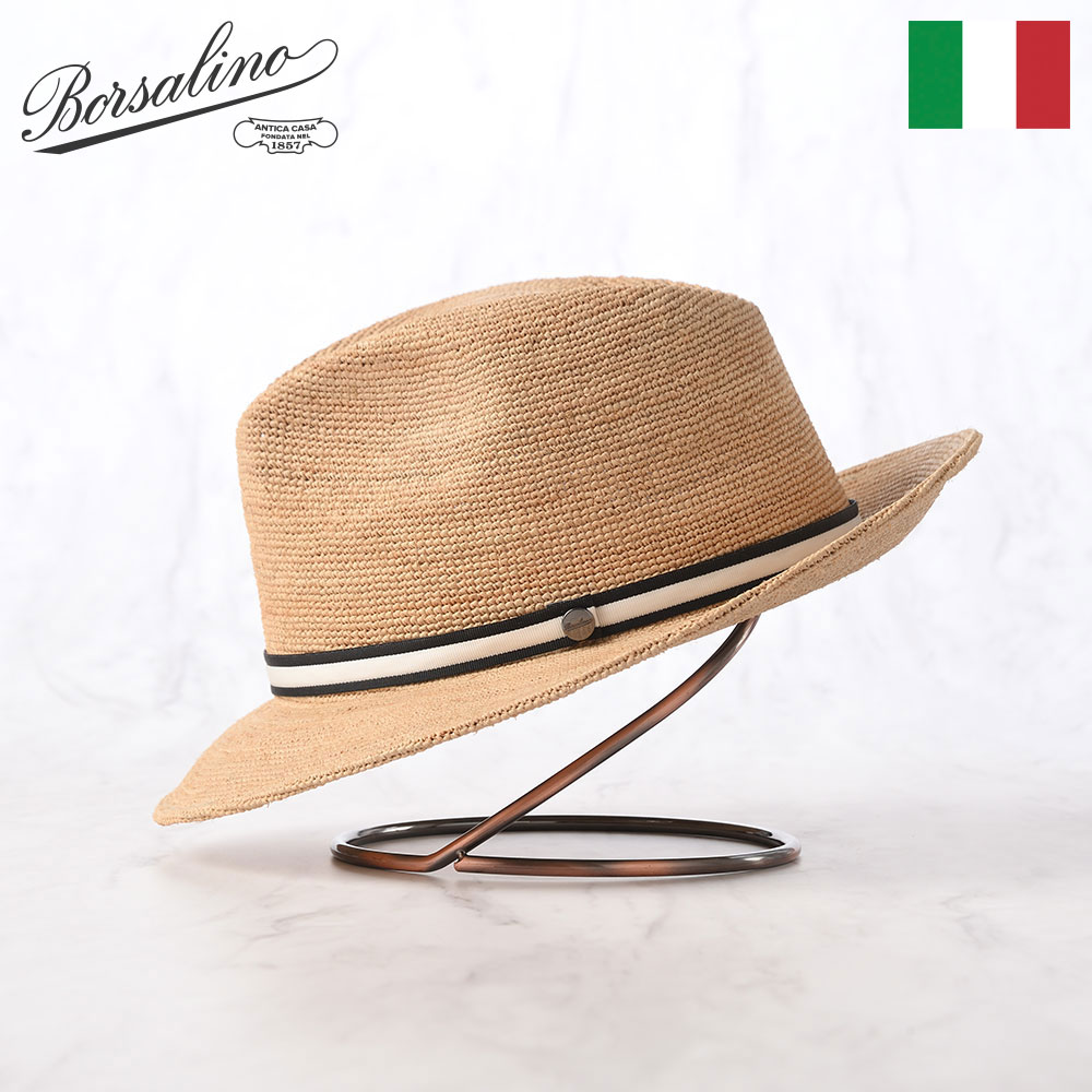 Borsalino ボルサリーノ ラフィアハット 中折れハット ストロー