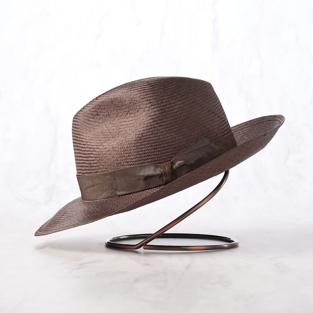 Borsalino ボルサリーノ ストローハット 中折れハット 春 夏 メンズ 中折れ帽 Parasisol tesa larga(パラシゾール テサ ラーガ) ブラウン 父の日ギフトの画像
