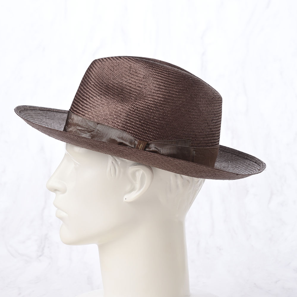 【希少61cm】Borsalino ボルサリーノ ストローハット 中折れ帽子 茶 Borsalino（ボルサリーノ） 中折れハット ストローハット 帽子 メンズ
