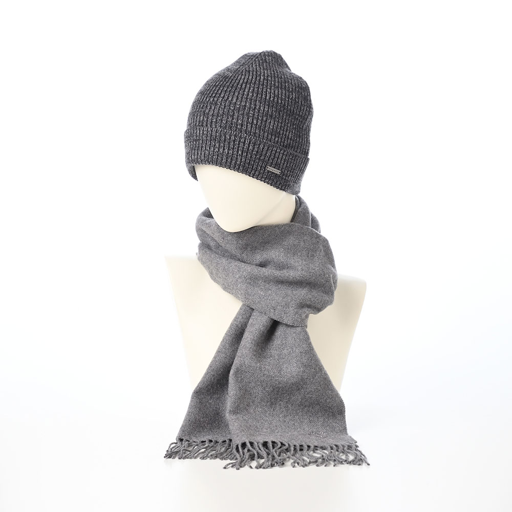 bugatti ニット帽 スカーフ マフラー Virgin Wool Scarf ＆ Beanie（バージンウール スカーフ＆ビーニー） 630214 グレー 母の日ギフト_1