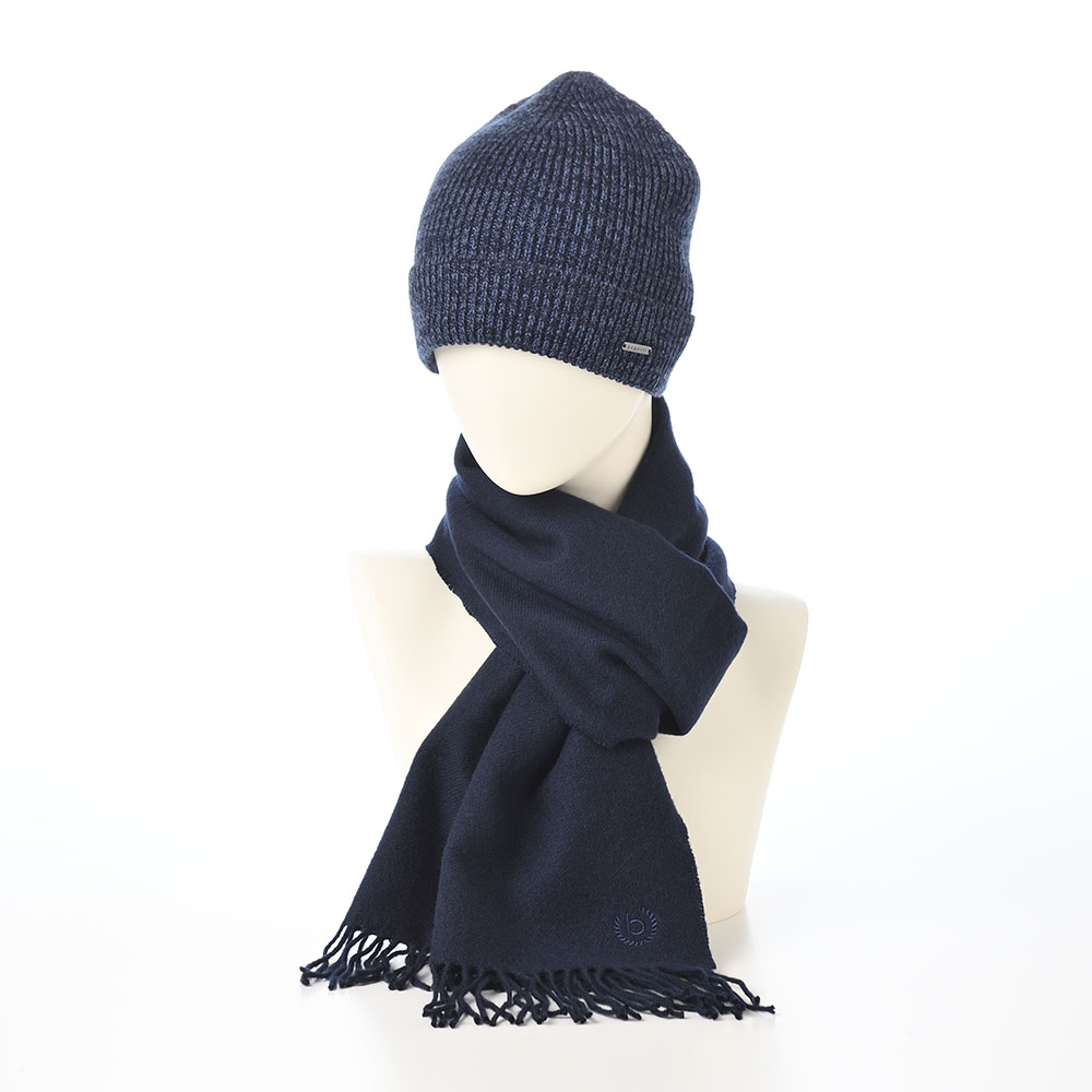 bugatti ニット帽 スカーフ マフラー Virgin Wool Scarf ＆ Beanie（バージンウール スカーフ＆ビーニー） 630214 ネイビー 母の日ギフト_1
