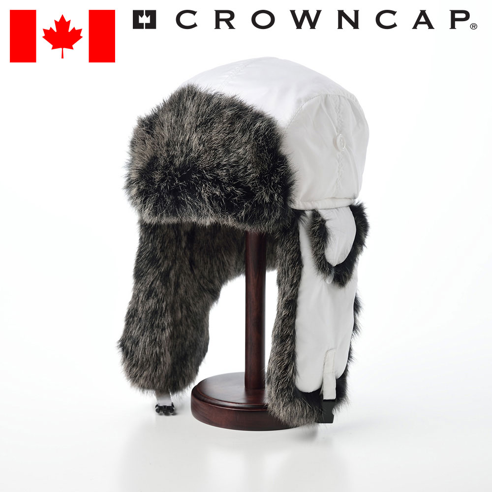 飛行帽 フライトキャップ 防寒帽子 メンズ 大きいサイズ 秋 冬 紳士帽 CROWNCAP アビエーター ダウン White