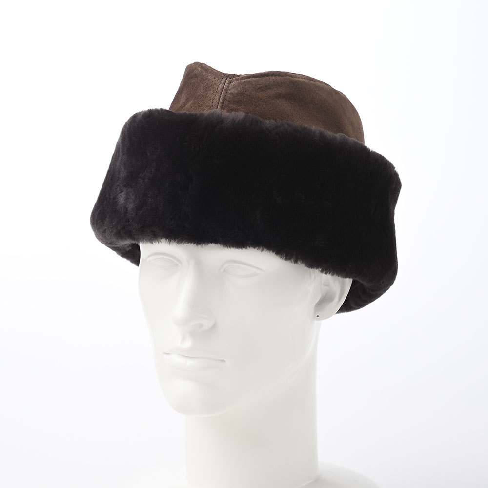 帽子 ロシア帽 防寒帽 メンズ レディース 大きいサイズ 秋 冬 耳当て付き CROWNCAP Mouton Envoy Cap（ムートン  エンボイキャップ）ブラウン