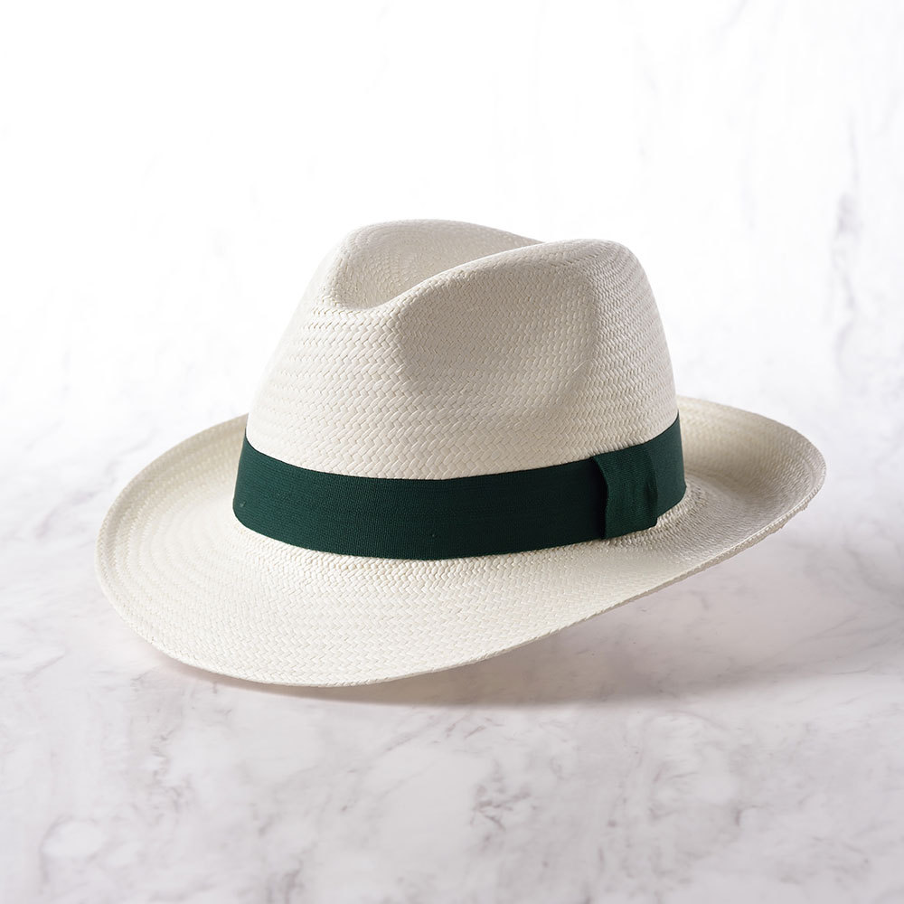 NEW定番パナマハット パナマ帽 中折れ エクアドル製 サイズ：60cm 天然パナマ草100％ 色：薄いグレー K.DORFZAUN社製 麦わら帽子