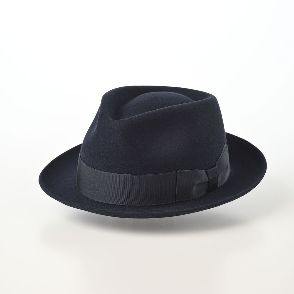 KNOX フェルトハット 中折れハット メンズ 帽子 紳士 大きいサイズ 秋冬 Rabbit Fur Trilby Hat（ラビットファー  トリルビーハット）KPK ネイビー