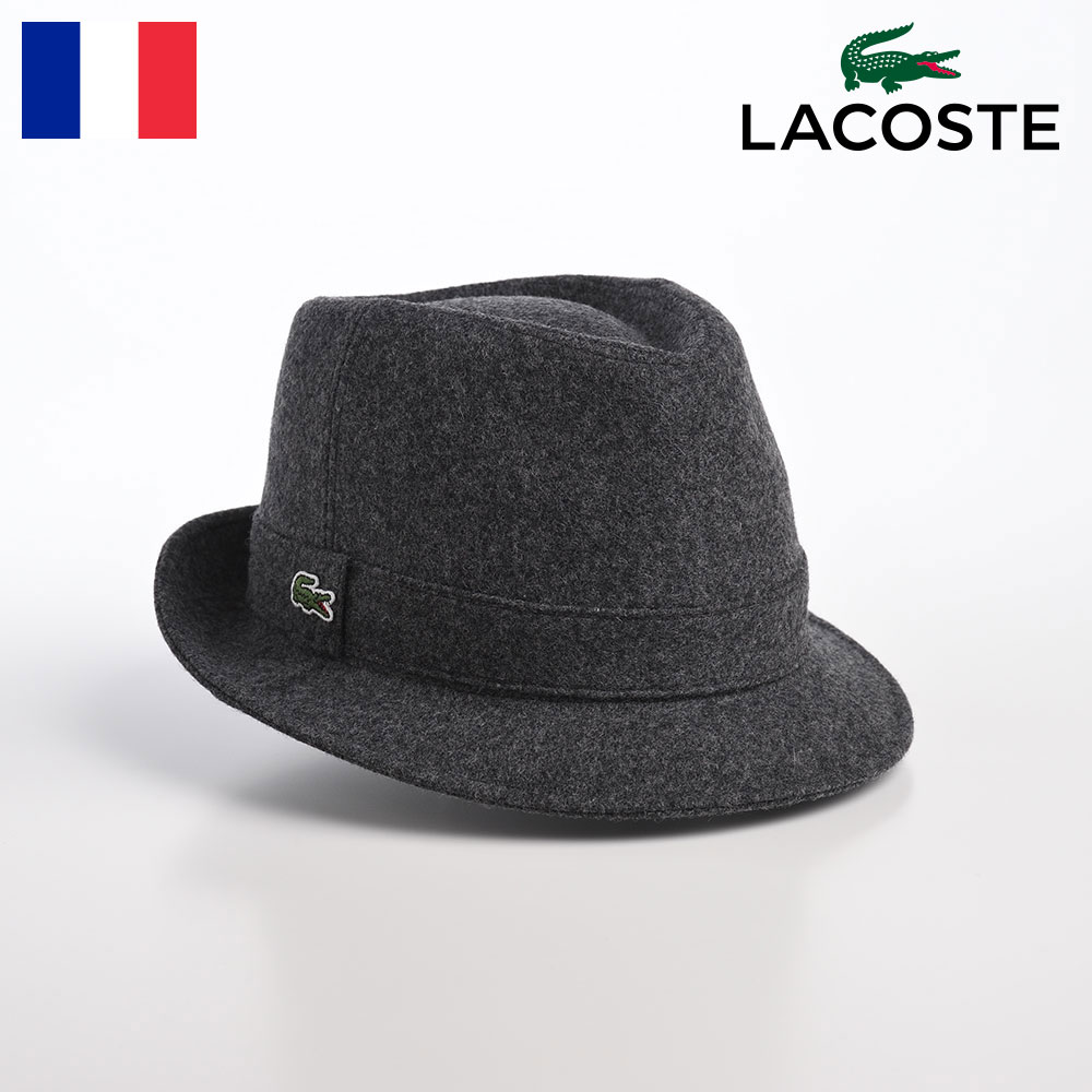 LACOSTE 中折れハット 帽子 メンズ 秋冬 ソフトハット MELTON WOOL MANISH HAT（メルトンウール マニッシュハット）  L1018 チャコールグレー ギフト プレゼント :lws1018-grey:メンズハット・帽子専門店 時谷堂 - 通販 - Yahoo!ショッピング