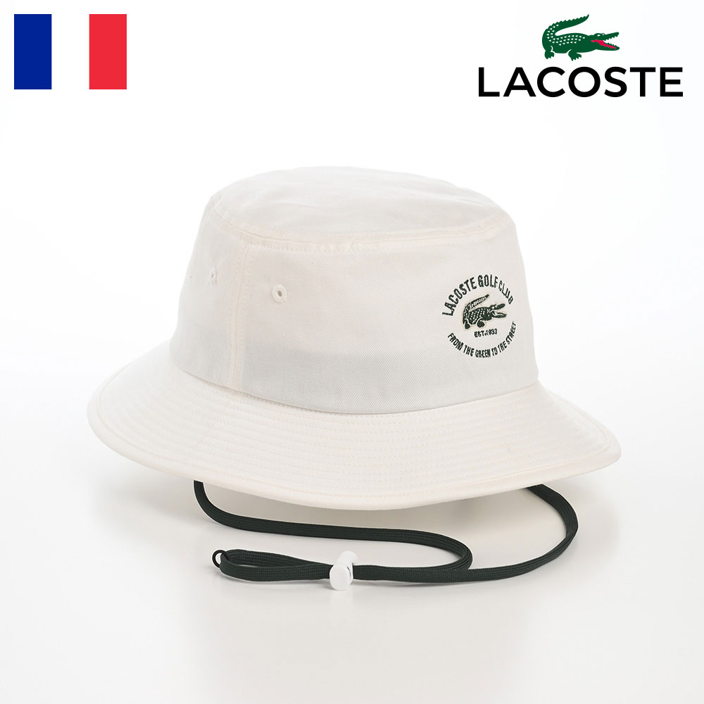 LACOSTE ラコステ 帽子 バケットハット サファリハット 通年 LACOSTE GOLF CLUB BUCKET  HAT（ラコステゴルフクラブバケットハット） L1290 ホワイト