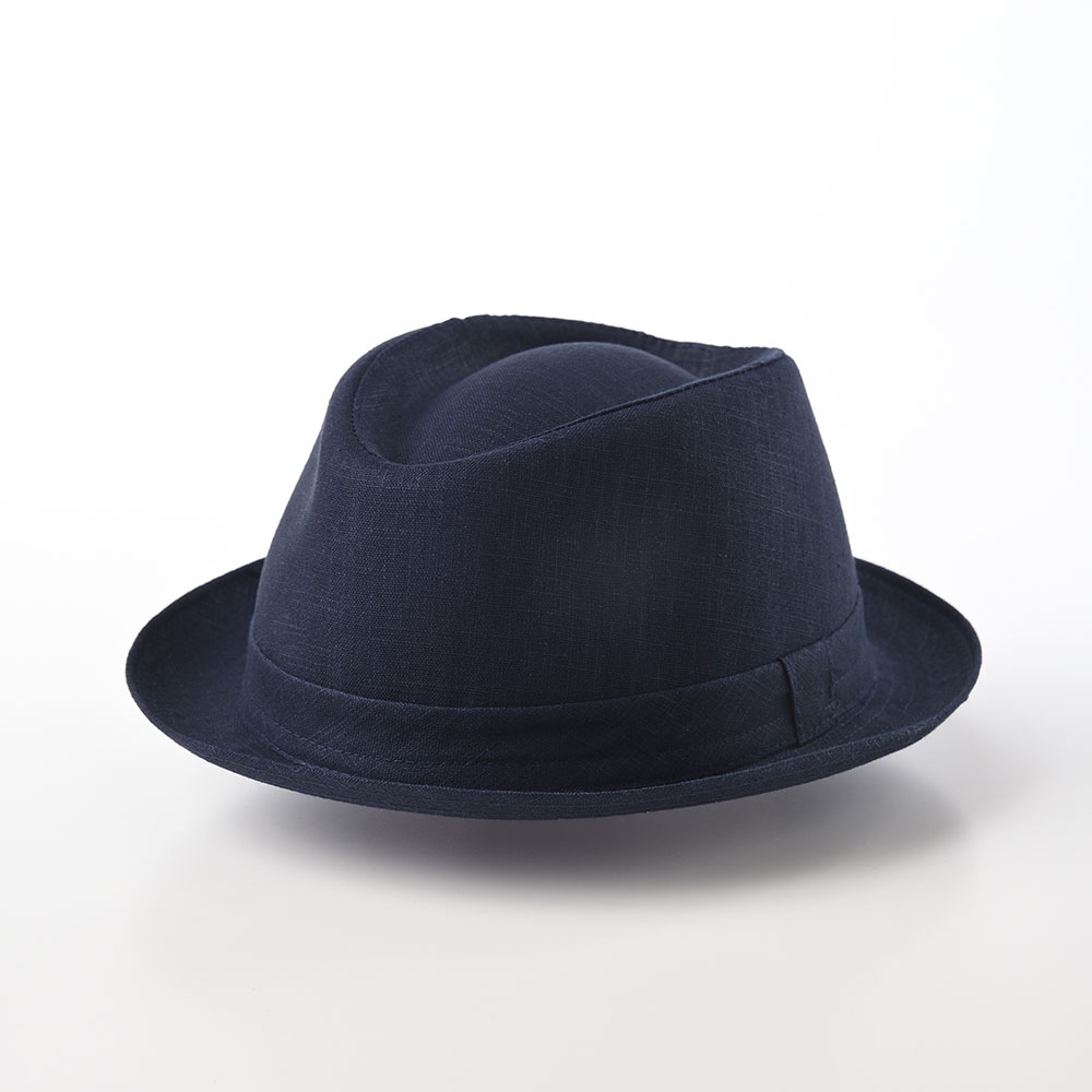 MARONE 中折れハット つば短め 帽子 メンズ レディース 春 夏 大きいサイズ シンプル Trilby Linen（トリルビー リネン）MT  305 ネイビー