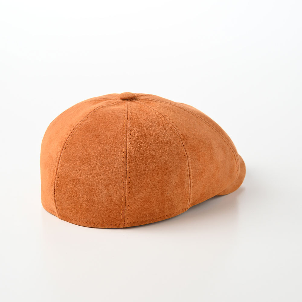 MARONE 本革 ハンチングキャス 帽子 メンズ 秋 冬 大きいサイズ 紳士帽 イタリア製 ウェールズ ホンジュラス ゴートスキン BN122  オレンジ ギフト プレゼント