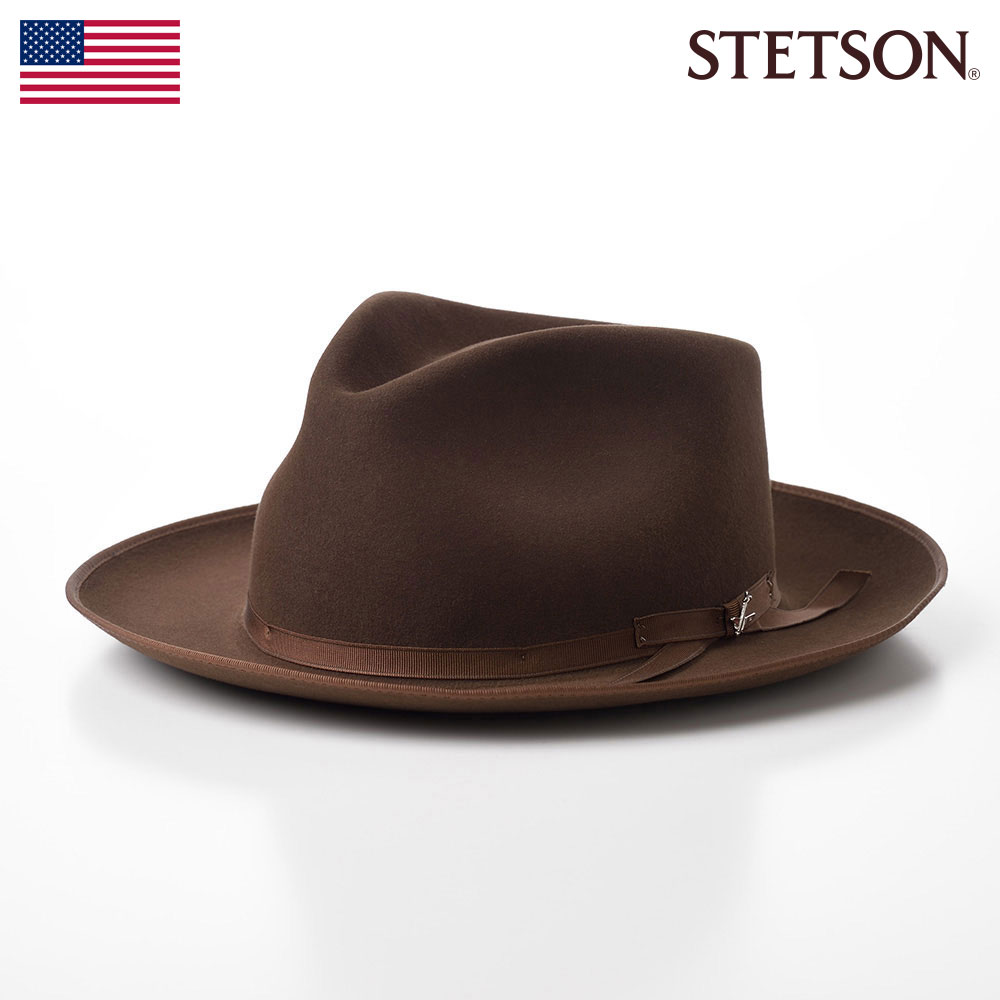 STETSON メンズ ラビットファーフェルトハット 中折れハット 帽子 秋 冬 紳士帽 ストラトライナー ST970 キャメル