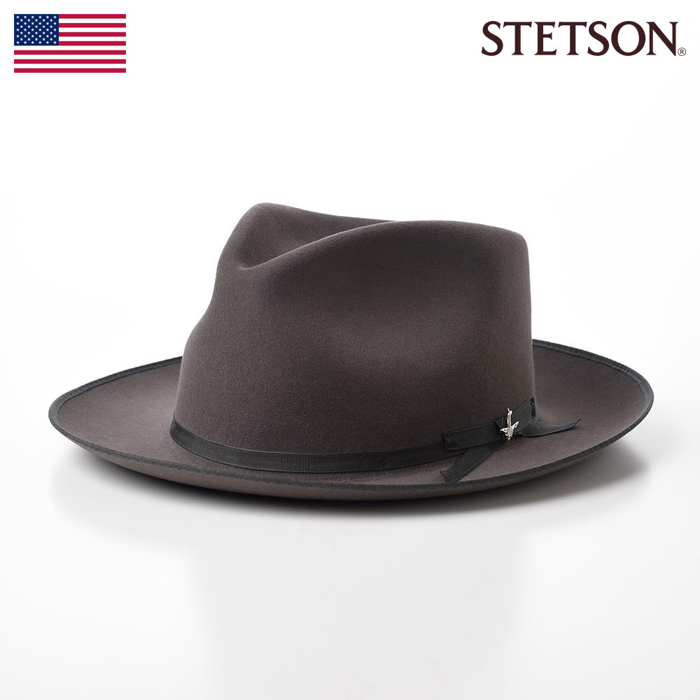 STETSON メンズ ラビットファーフェルトハット 中折れハット 帽子 秋 冬 紳士帽 ストラトライナー ST970 チャコールグレー