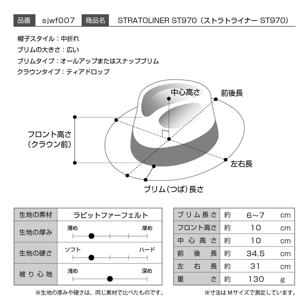 STETSON メンズ ラビットファーフェルトハット 中折れハット