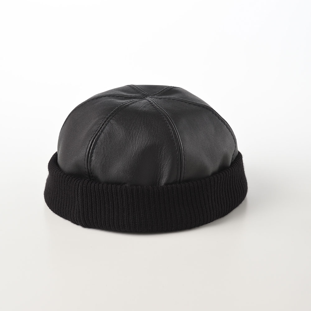ロールキャップ 本革 ビーニー レザーキャップ メンズ レディース 秋 冬 Sterkowski Leather beanie  cap(レザービーニーキャップ)ブラック