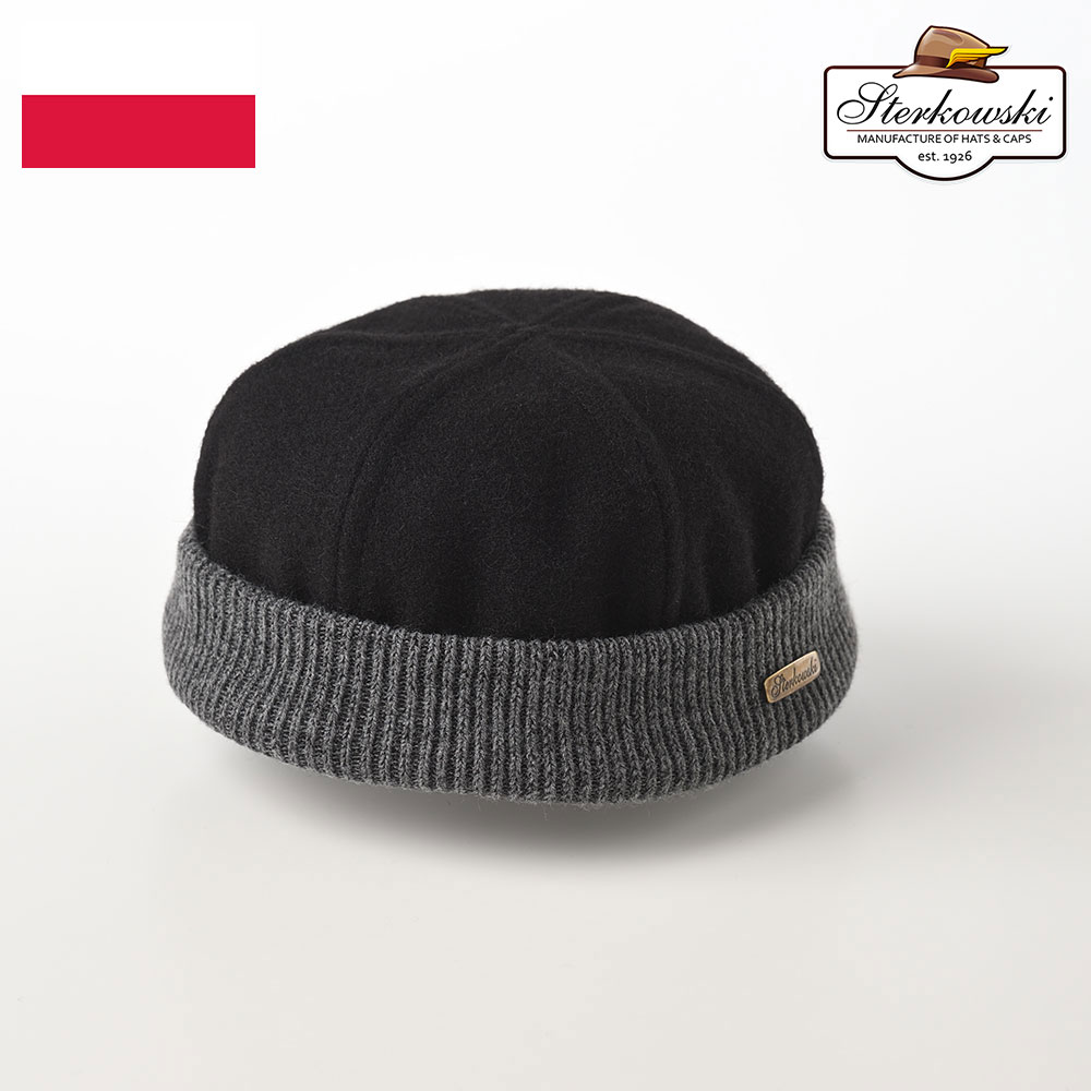 ビーニー ニット帽 秋冬帽子 メンズ レディース ポーランド製 Sterkowski Wool beanie cap（ウールビーニーキャップ）ブラック