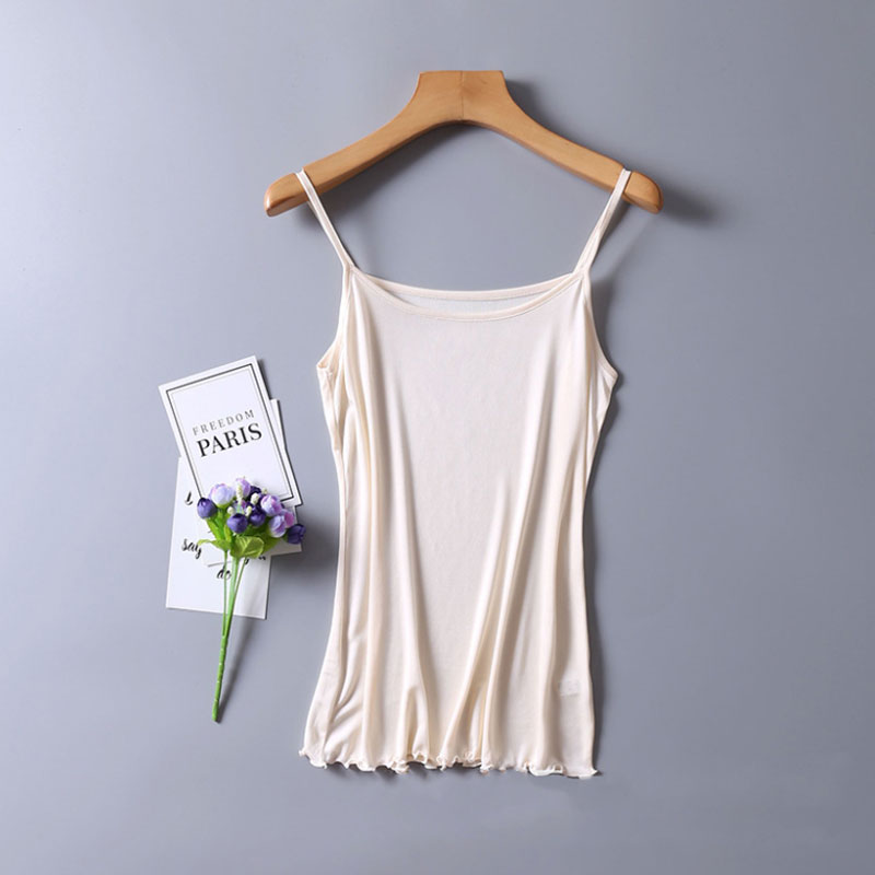 シルクキャミソール インナー ランジェリー 下着 通気性 夏用 涼しい 高品質 肌に優しい ノンワイヤー 白 ショット ルームウェア  夏 春 秋 | ブランド登録なし | 06