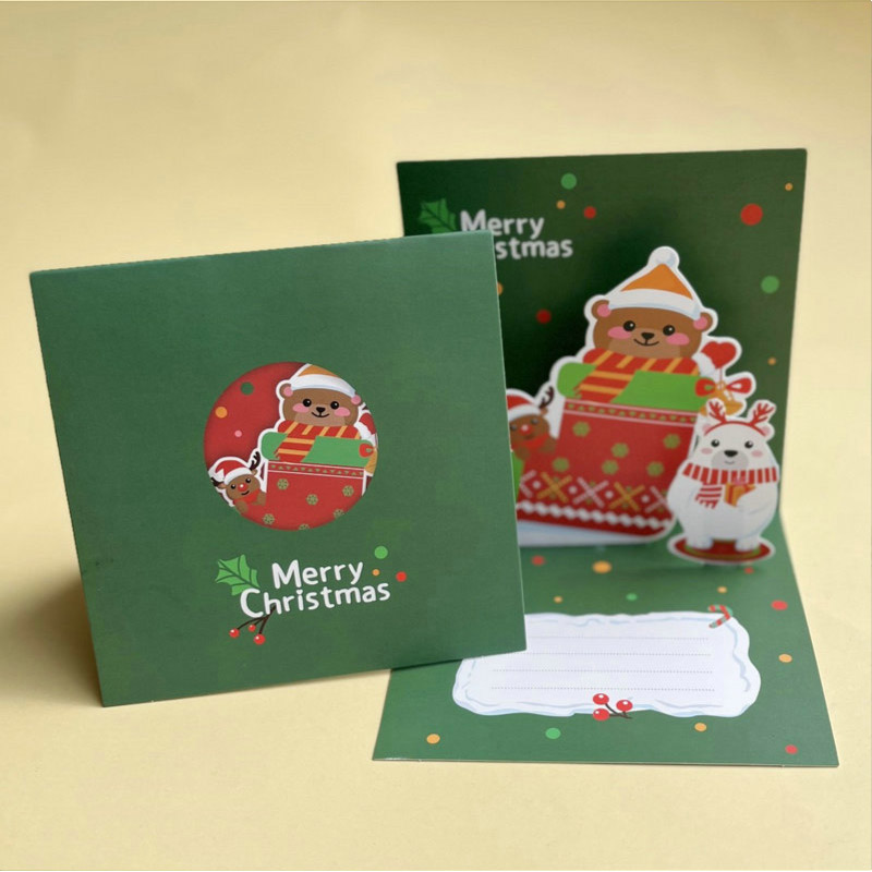 クリスマスカード 3D 立体 メッセージカード クリスマス ツリー サンタトナカイ かわいい 封筒付き グリーティングカード レター カード | ブランド登録なし | 01