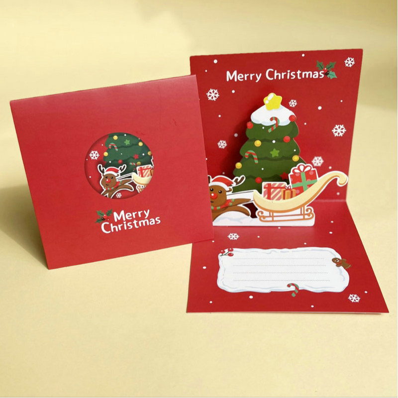 クリスマスカード 3D 立体 メッセージカード クリスマス ツリー サンタトナカイ かわいい 封筒付き グリーティングカード レター カード | ブランド登録なし | 03
