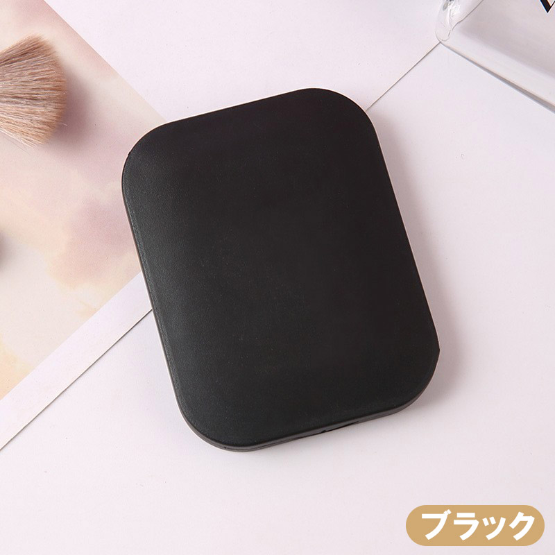 手鏡 折りたたみ コンパクトミラー ミニ ケース 携帯用 ブラシ付き 薄型 厚さ1cm 便利 旅行トラベル 出張 お出かけ ハンドミラー スクエア 化粧 | ブランド登録なし | 01