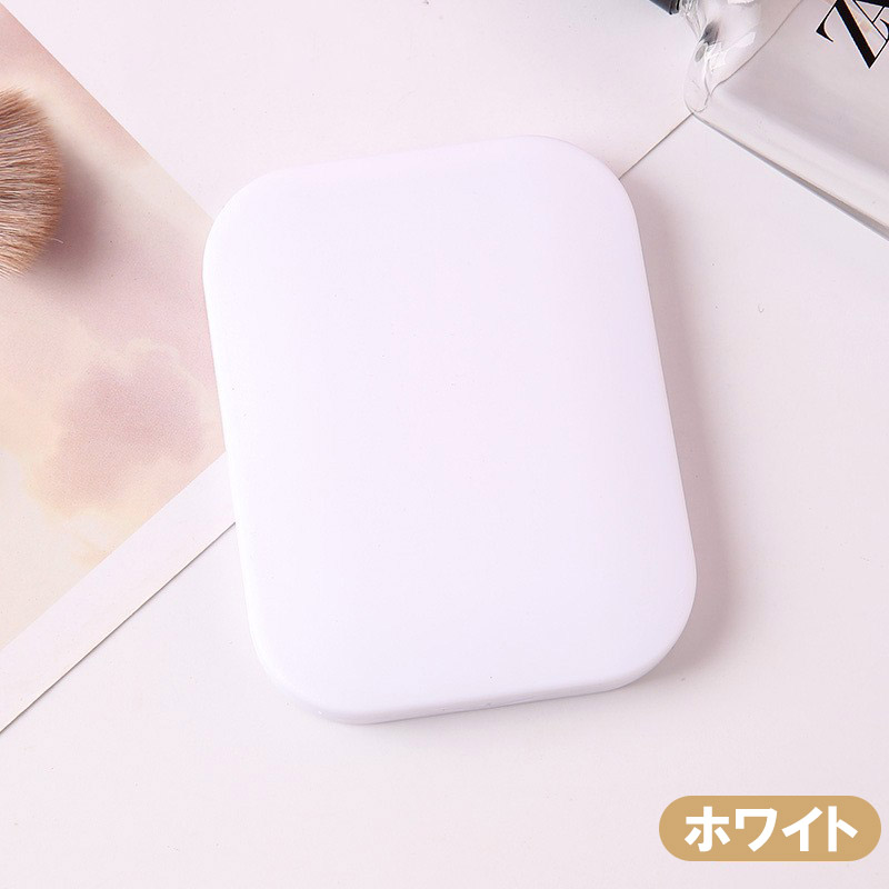 手鏡 折りたたみ コンパクトミラー ミニ ケース 携帯用 ブラシ付き 薄型 厚さ1cm 便利 旅行トラベル 出張 お出かけ ハンドミラー スクエア 化粧 | ブランド登録なし | 02