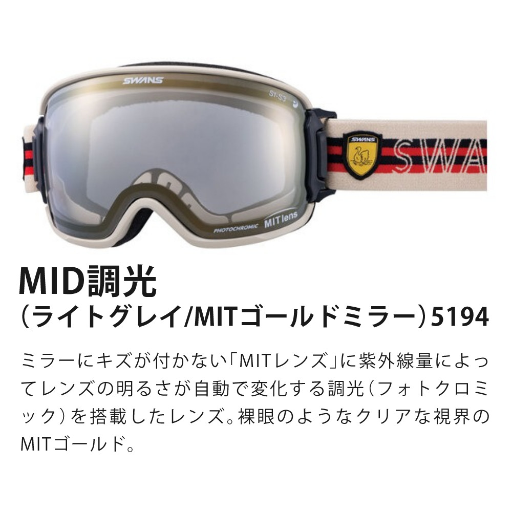 SWANS（スワンズ） ゴーグル RIDGELINE RL-MDH-CMIT-GD SIV 調光×MIT